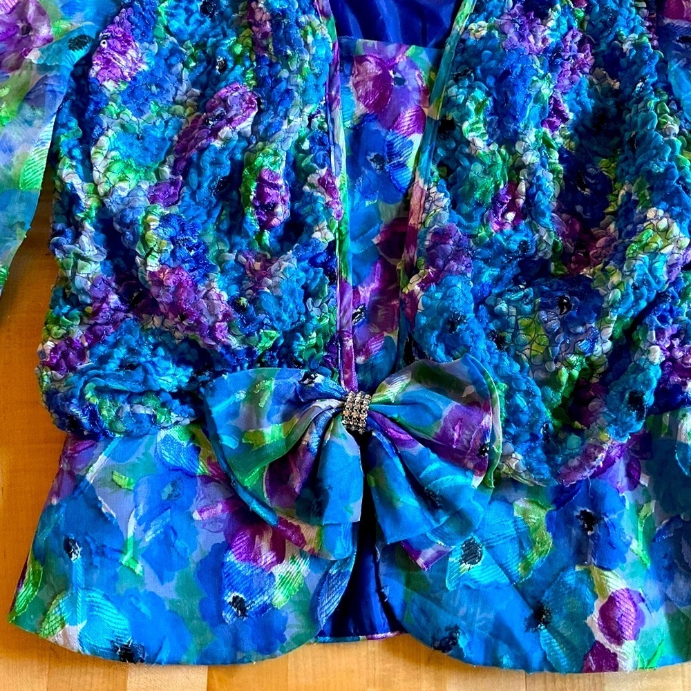 Rare Vintage Patra Made USA 80s 90s Floral Peplum Blouse Size 10 - Picture 15 of 16